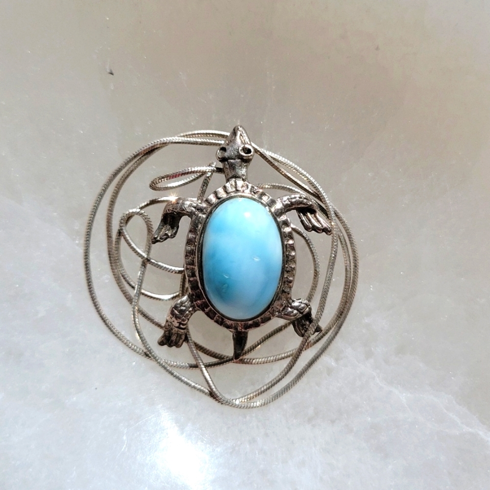 Larimar Turtle Necklace